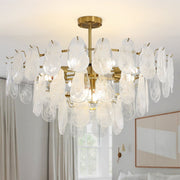 Wansi Shine 12-Light Modern Semi Flush Mount Ceiling Light, 31.5" or 27.5" Crystal Chandelier Ceiling Light Fixtures with 3-Tire Cloud Glass Lampshade for Bedroom, Included 12 LED Bulbs - WS-FPC53-D800-12C3 7 | DEPULEY