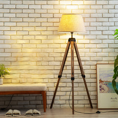 Depuley LED Tripod Floor Lamp Wood Mid Century Modern Reading Lamp,8W Rustic Standing Lamps Farmhouse for Living Room Bedroom Study Room Bedside and Office, Flaxen Lamp Shade, Adjustable Height - WSF1048-8B 2 | Depuley