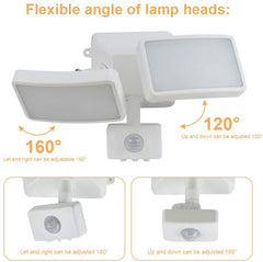 20W LED Motion Sensor Outdoor Light, 2 Adjustable Heads - WSMSL01-20A-W 4 | Depuley
