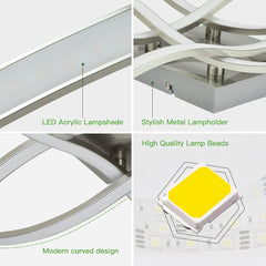 Depuley 4-Light Modern LED Ceiling Light, 18W Curved Design Ceiling Lamp Fixture Brushed Nickel, 3000K 1650LM Flush Mount Ceiling Lights - WS-FPC26-18C 3 | Depuley