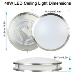 Depuley 48W Dimmable Flush Mount LED Ceiling Light Fixture, 17.6" Round Close to Ceiling Lights with Remote Control, Modern Ceiling Lighting for Bedroom/Kitchen/Living Room/Dining Room, 3000K/4000K/6000K - WS-FPC11-48C 4 | Depuley