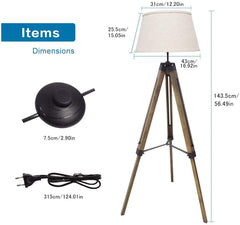 Depuley LED Tripod Floor Lamp Wood Mid Century Modern Reading Lamp,8W Rustic Standing Lamps Farmhouse for Living Room Bedroom Study Room Bedside and Office, Flaxen Lamp Shade, Adjustable Height - WSF1048-8B 3 | Depuley