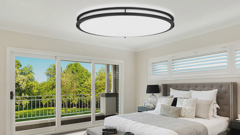 DLLT 32In Oval LED Ceiling Light Fixture, 65W Dimmable LED Flush Mount Ceiling Light with Remote, 3000K/4000K/5000K Adjustable, Brush Nickel Finish for Bedroom/Living Room/Dining Room