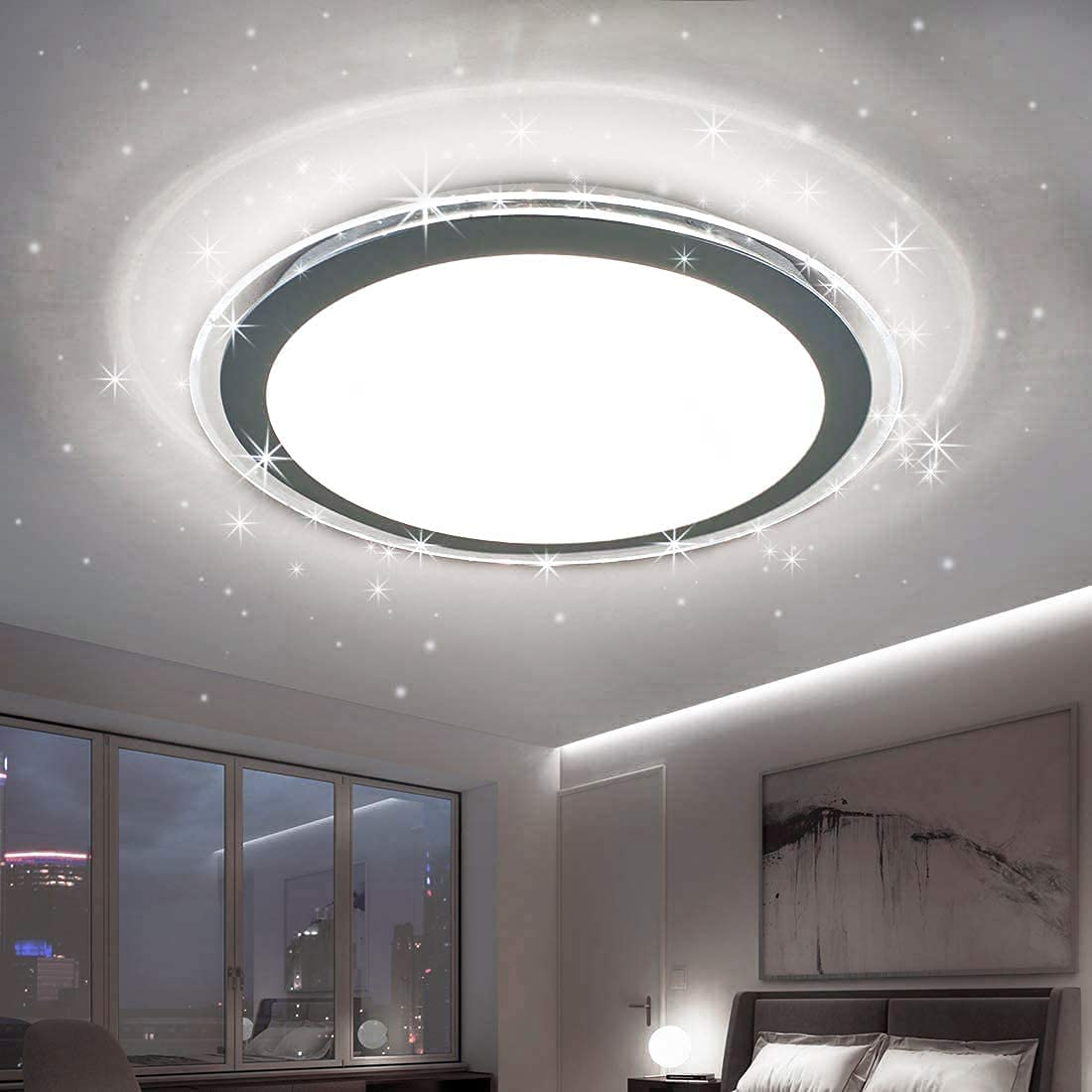 Depuley 13 Inch Flush Mount Ceiling Light Fixture, Round LED Disk Light, 22W (180W Equivalent), Cool White, 6000K Modren Surface Mount Light - WSCL06-22A 1 | Depuley