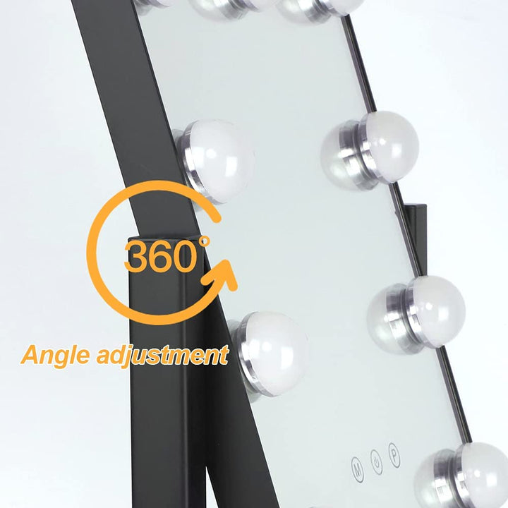 Depuley 14 x 12 In Hollywood Lighted Vanity Makeup Mirror with Lights 9 Dimmer Led Bulbs Smart Touch Control, 3 Color Lighting Modes, Detachable 10X Magnification 360°Rotation, 35 x 30 cm (Black) - WS-MPM2-8B 6 | Depuley