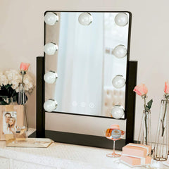 Depuley 14 x 12 In Hollywood Lighted Vanity Makeup Mirror with Lights 9 Dimmer Led Bulbs Smart Touch Control, 3 Color Lighting Modes, Detachable 10X Magnification 360°Rotation, 35 x 30 cm (Black) - WS-MPM2-8B 2 | Depuley
