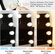 Depuley 14 x 12 In Hollywood Lighted Vanity Makeup Mirror with Lights 9 Dimmer Led Bulbs Smart Touch Control, 3 Color Lighting Modes, Detachable 10X Magnification 360°Rotation, 35 x 30 cm (Black) - WS-MPM2-8B 4 | Depuley