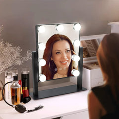 Depuley 14 x 12 In Hollywood Lighted Vanity Makeup Mirror with Lights 9 Dimmer Led Bulbs Smart Touch Control, 3 Color Lighting Modes, Detachable 10X Magnification 360°Rotation, 35 x 30 cm (Black) - WS-MPM2-8B 3 | Depuley