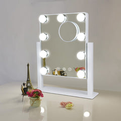 Depuley 14 x 12 In Makeup Vanity Mirror with Lights, 10X Magnification Hollywood Lighted Mirror with 9 Dimmer Led Bulbs, Plug in Light-up Beauty Mirror, Touch Screen Lighted Table Set Mirror, 360° Rotation, White, 35 x 30 cm - WS-MPM3-8B 3 | Depuley