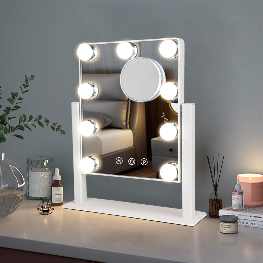 Depuley 12in Makeup Dimmable Lighted Mirror with Smart Touch Control - White