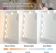 Depuley 18 x 17 In Hollywood Vanity Mirror Lighted Makeup Mirror, Personal Makeup Mirrors with 12pc Dimmable LED Bulbs, Cosmetic Mirrors for 3 Color Lighting, 10X Magnification Mirror, 360° Swivel, Touch Control, 47 x 44 cm - WS-MPM5-10B 5 | Depuley