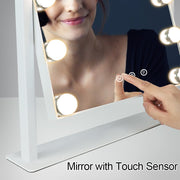 Depuley 18 x 17 In Hollywood Vanity Mirror Lighted Makeup Mirror, Personal Makeup Mirrors with 12pc Dimmable LED Bulbs, Cosmetic Mirrors for 3 Color Lighting, 10X Magnification Mirror, 360° Swivel, Touch Control, 47 x 44 cm - WS-MPM5-10B 7 | Depuley