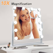 Depuley 18 x 17 In Hollywood Vanity Mirror Lighted Makeup Mirror, Personal Makeup Mirrors with 12pc Dimmable LED Bulbs, Cosmetic Mirrors for 3 Color Lighting, 10X Magnification Mirror, 360° Swivel, Touch Control, 47 x 44 cm - WS-MPM5-10B 8 | Depuley