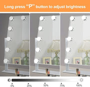Depuley 18 x 17 In Hollywood Vanity Mirror Lighted Makeup Mirror, Personal Makeup Mirrors with 12pc Dimmable LED Bulbs, Cosmetic Mirrors for 3 Color Lighting, 10X Magnification Mirror, 360° Swivel, Touch Control, 47 x 44 cm - WS-MPM5-10B 6 | Depuley