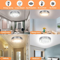 Depuley 18W LED Crystal Ceiling Light with Remote, 11-Inch Modern Dimmable Close to Ceiling Lights Fixtures, 1440LM 3 Color Changeable - WSCL40-B18C 5 | Depuley