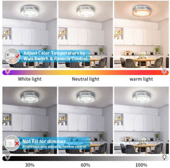 Depuley 18W LED Crystal Ceiling Light with Remote, 11-Inch Modern Dimmable Close to Ceiling Lights Fixtures, 1440LM 3 Color Changeable - WSCL40-B18C 4 | Depuley