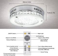 Depuley 18W LED Crystal Ceiling Light with Remote, 11-Inch Modern Dimmable Close to Ceiling Lights Fixtures, 1440LM 3 Color Changeable - WSCL40-B18C 3 | Depuley