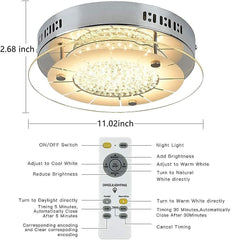 Depuley 18W Crystal LED Flush Mount Ceiling Light Fixture, 11-Inch Modern Dimmable Ceiling Light with Remote, Crystal Light Fixtures for Kitchen, Bedroom, Bathroom, Hallway, Timing, 3000K-6000K, 1440LM 3 CCT - WSCL40-A18C 3 | Depuley