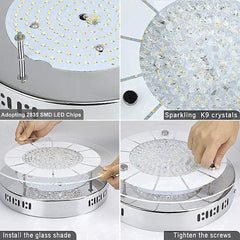 Depuley 18W Crystal LED Flush Mount Ceiling Light Fixture, 11-Inch Modern Dimmable Ceiling Light with Remote, Crystal Light Fixtures for Kitchen, Bedroom, Bathroom, Hallway, Timing, 3000K-6000K, 1440LM 3 CCT - WSCL40-A18C 4 | Depuley