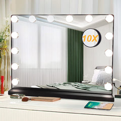 Depuley 20 x 16 In Hollywood Makeup Mirror with Lights, Lighted Vanity Mirror with 14 Dimmable LED Bulbs, 3 Colour Lighting Modes Cosmetic Mirror with USB Charging, Detachable 10X Magnifying Mirror, Plug Power 50 x 40 cm - WS-MPM6-10U 3 | Depuley