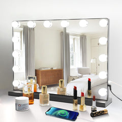 Depuley 20 x 16 In Hollywood Makeup Mirror with Lights, Lighted Vanity Mirror with 14 Dimmable LED Bulbs, 3 Colour Lighting Modes Cosmetic Mirror with USB Charging, Detachable 10X Magnifying Mirror, Plug Power 50 x 40 cm - WS-MPM6-10U 1 | Depuley