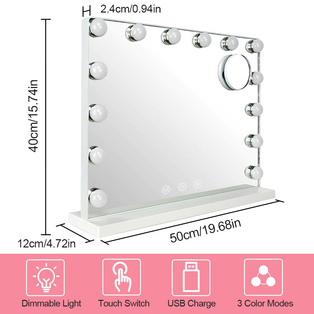 Depuley 20 x 16 in Makeup Vanity Mirror Light Professional Plug in Light Up Mirror Hollywood Lighted Vanity Mirror 3 Color Dimmable Modes with Remo