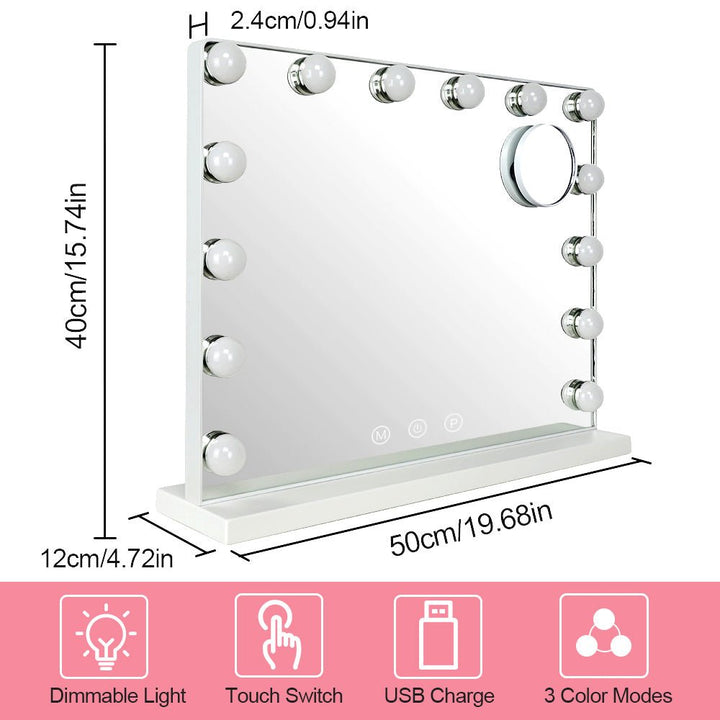 Depuley 20 x 16 In Makeup Vanity Mirror Light, Professional Plug in Light-up Mirror, Hollywood Lighted Vanity Mirror, 3 Color Dimmable Modes with Removable Magnification for Table Beauty Mirror 50 x 40 cm - WS-MPM7-10U 4 | Depuley