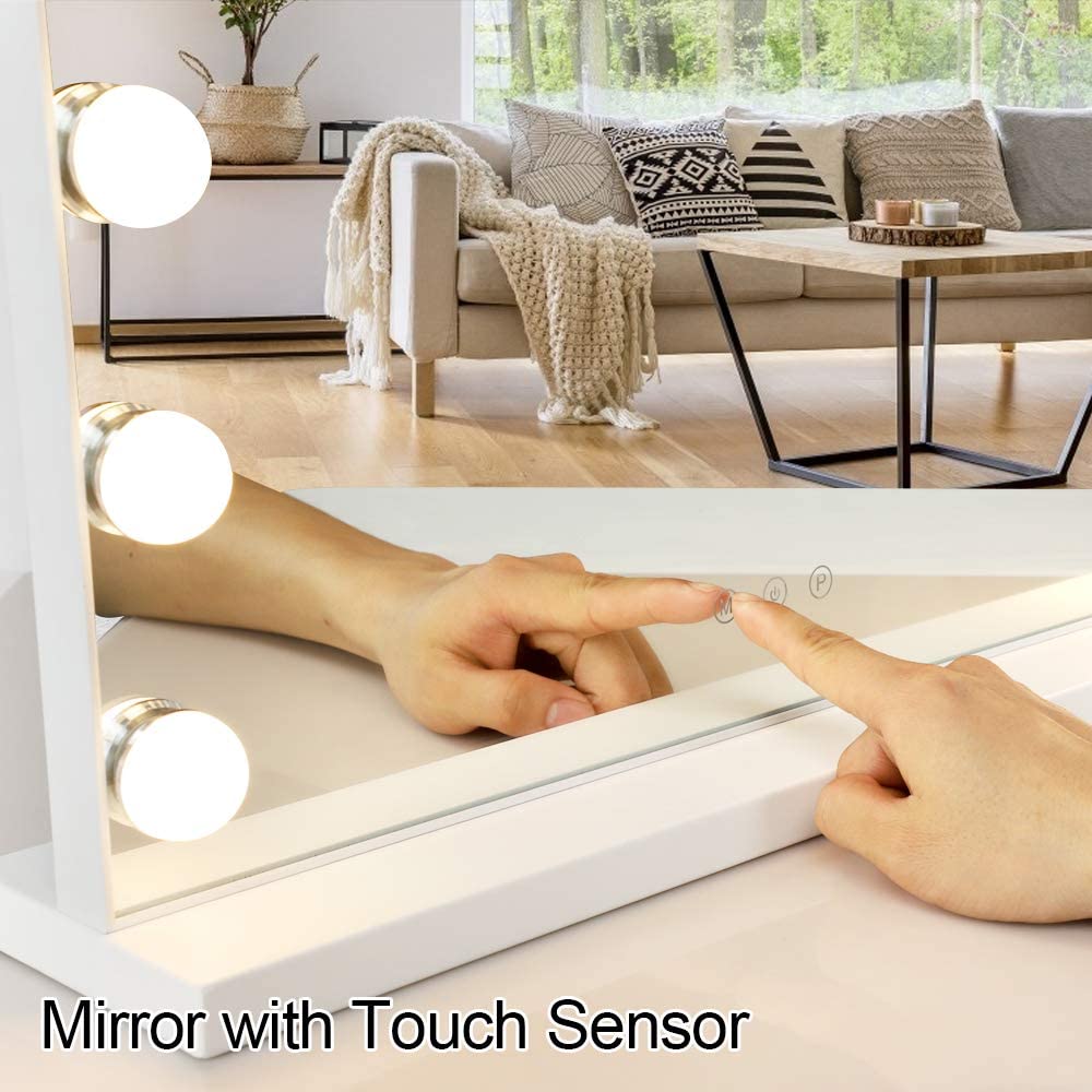Depuley 20 x 16 in Makeup Vanity Mirror Light Professional Plug in Light Up Mirror Hollywood Lighted Vanity Mirror 3 Color Dimmable Modes with Remo