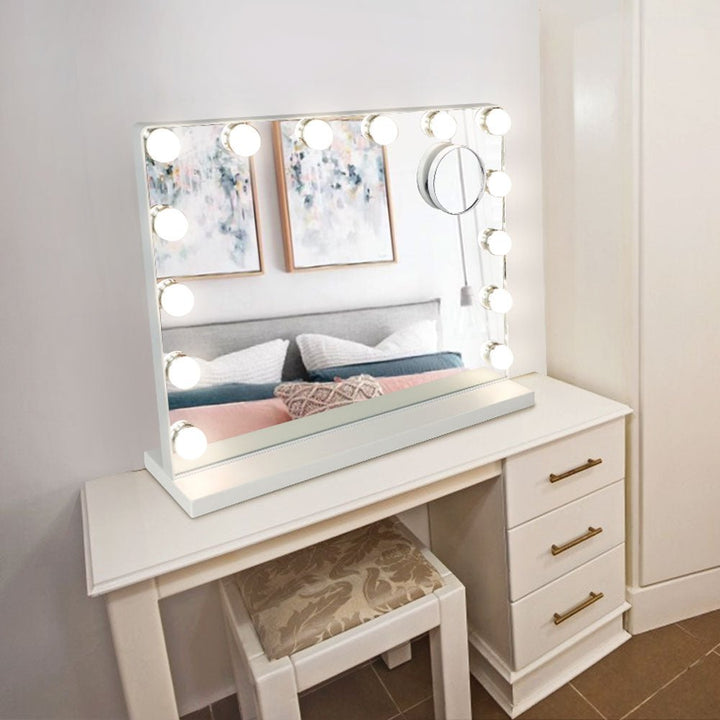 Depuley 20 x 16 In Makeup Vanity Mirror Light, Professional Plug in Light-up Mirror, Hollywood Lighted Vanity Mirror, 3 Color Dimmable Modes with Removable Magnification for Table Beauty Mirror 50 x 40 cm - WS-MPM7-10U 20 | Depuley