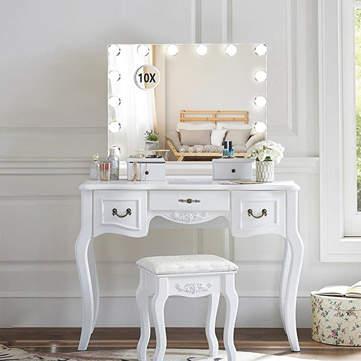 Depuley 20 x 16 In Makeup Vanity Mirror Light, Professional Plug in Light-up Mirror, Hollywood Lighted Vanity Mirror, 3 Color Dimmable Modes with Removable Magnification for Table Beauty Mirror 50 x 40 cm - WS-MPM7-10U 1 | Depuley
