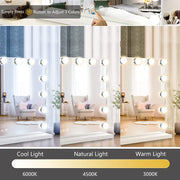 Depuley 23 x 18 In Vanity Mirror with Lights, Hollywood Large Lighted Makeup Mirror with Smart Touch Control Screen & USB-Powered 15 Dimmable LED Lights for Dressing Room, Bedroom, Tabletop, White, 58 x 44 cm - WS-MPM9-12U 7 | Depuley