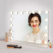 Depuley 23 x 18 In Vanity Mirror with Lights, Hollywood Large Lighted Makeup Mirror with Smart Touch Control Screen & USB-Powered 15 Dimmable LED Lights for Dressing Room, Bedroom, Tabletop, White, 58 x 44 cm - WS-MPM9-12U 15 | Depuley