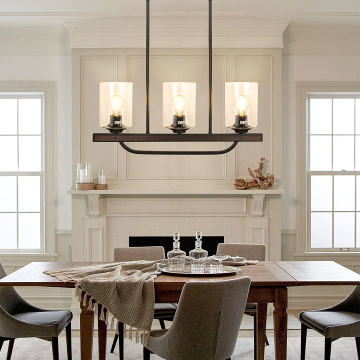 Depuley 3- Light Rustic Pendant Light Fixture, 24" Ceiling Hanging Light with Glass Shade, Adjustable Farmhouse Black Chandelier Lighting - WS-FND75-60B 8 | Depuley