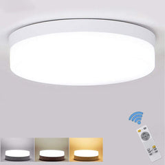 DLLT 24W Dimmable LED Flush Mount Ceiling Light Fixture with Remote, 9 Inch Modern Flat Ceiling Lamp, Close to Ceiling Lights for Bedroom/Kitchen/Bathroom/Hallway, Timing, 3 Light Color Changeable - WSPL04-24C 1 | Depuley