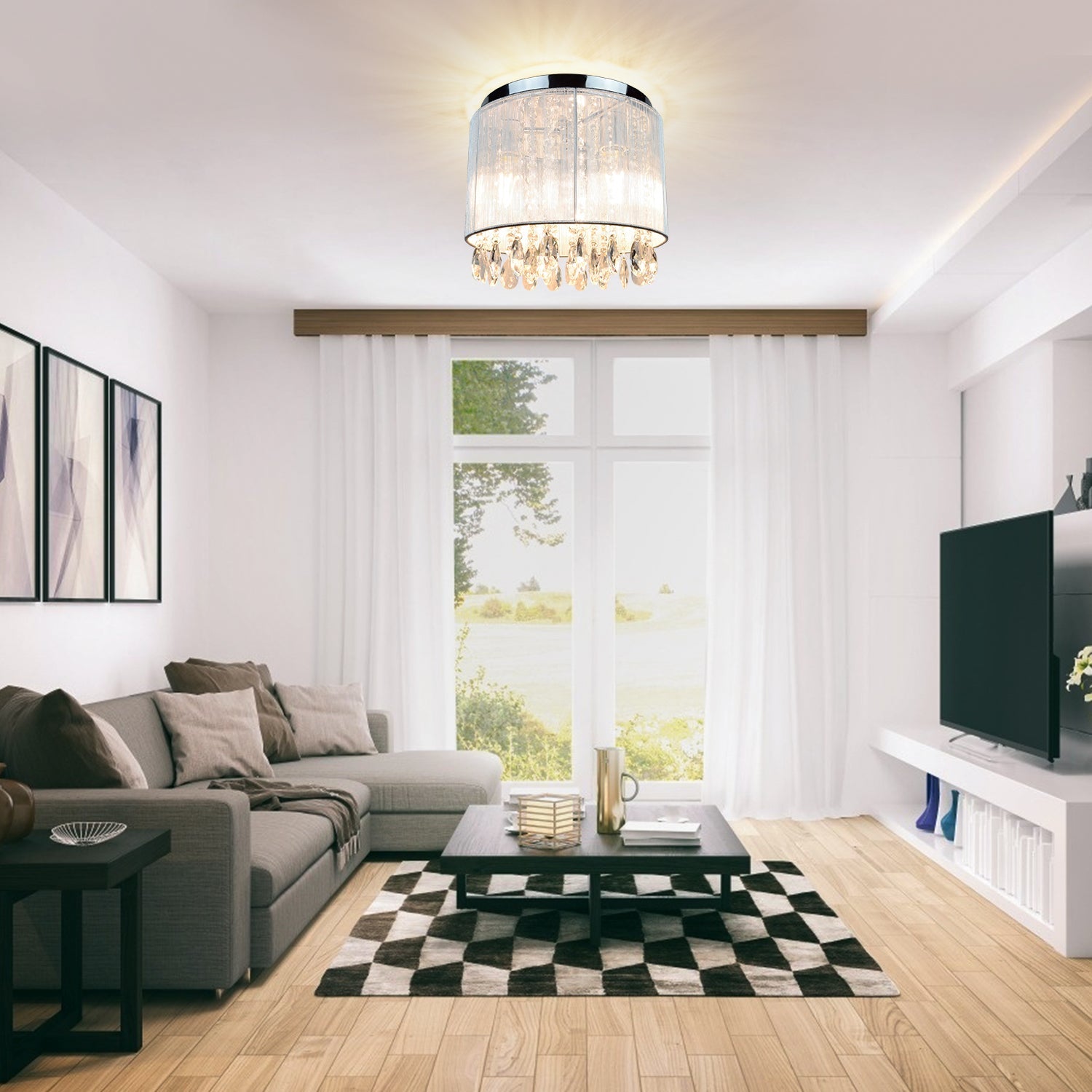 Flush mount lamp shade clearance