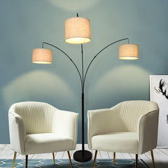 DLLT 3-Light Arc Floor Lamp, Modern LED Floor Lamp with Hanging Lampshades, 79 Inches Tall Standing Lamp with 3-Way Switch for Living Room Bedroom Reading Office Lighting, E26 Base, 9W Bulbs Included - WS-MNF27-60B 2 | Depuley