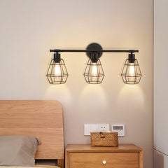 Depuley 3-Light Industrial Bathroom Vanity Light Fixtures, Farmhouse Bathroom Wall Mounted Light, Vintage Metal Cage Wall Sconces Lighting for Mirror Cabinet, Living Room Bedroom, Hallway - WS-FNW18-60B 2 | Depuley