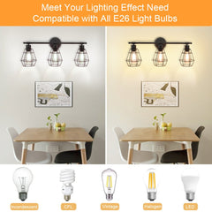 Depuley 3-Light Industrial Bathroom Vanity Light Fixtures, Farmhouse Bathroom Wall Mounted Light, Vintage Metal Cage Wall Sconces Lighting for Mirror Cabinet, Living Room Bedroom, Hallway - WS-FNW18-60B 3 | Depuley