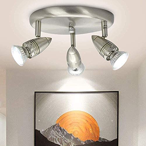 Depuley 3-Light Multi-Directional Ceiling Track Lighting, LED Ceiling Spot Lights with GU10 Bulbs, Warm White Nickel Steel - WSGDD05-9B 1 | Depuley