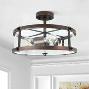 Depuley 3-Light Semi Flush Mount Ceiling Light, Farmhouse Metal Lighting Fixtures with Clear Seeded Glass Shade for Living Room Dining Room Kitchen Island Hallway Bedroom Entryway - WS-FNC21-60B 19 | Depuley