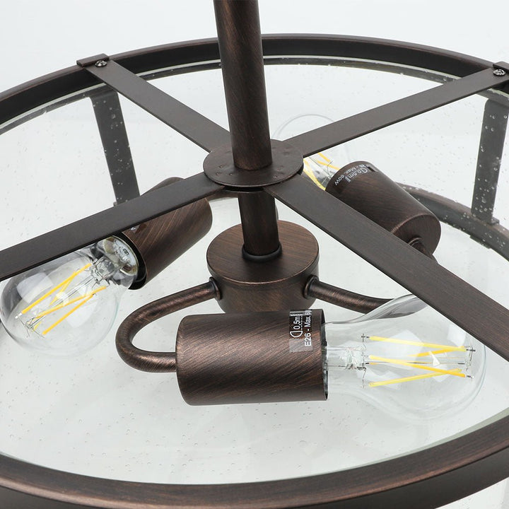 Depuley 3-Light Semi Flush Mount Ceiling Light, Farmhouse Metal Lighting Fixtures with Clear Seeded Glass Shade for Living Room Dining Room Kitchen Island Hallway Bedroom Entryway - WS-FNC21-60B 13 | Depuley