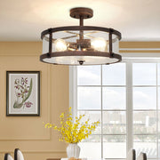 Depuley 3-Light Semi Flush Mount Ceiling Light, Farmhouse Metal Lighting Fixtures with Clear Seeded Glass Shade for Living Room Dining Room Kitchen Island Hallway Bedroom Entryway - WS-FNC21-60B 18 | Depuley