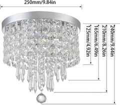 Depuley 3 Lights Modern Elegant Crystal Chandelier Lighting, K9 Ceiling Chandeliers Lights, φ250mm, Beaded Light Shade with Clear Acrylic Jewel Droplets,Flush Mount LED Ceiling Light for Dining Room Bedroom Livingroom - WSCCL01-250 3 | Depuley