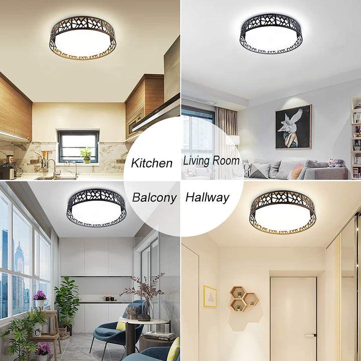 DLLT 35W Dimmable LED Ceiling Light with Remote and Round Large Design with Drawing, Flush Mount Fashion Black Ceiling Lamp for Bedroom Kitchen Dining Room Office Hall Children's Room, Timing, 3000K - 6000K, 3 Color Changeable - WSCL38-35C-B 6 | Depuley