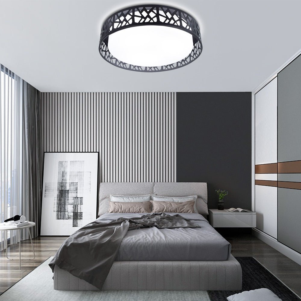 DLLT 35W Dimmable LED Ceiling Light with Remote and Round Large Design with Drawing, Flush Mount Fashion Black Ceiling Lamp for Bedroom Kitchen Dining Room Office Hall Children's Room, Timing, 3000K - 6000K, 3 Color Changeable - WSCL38-35C-B 14 | Depuley