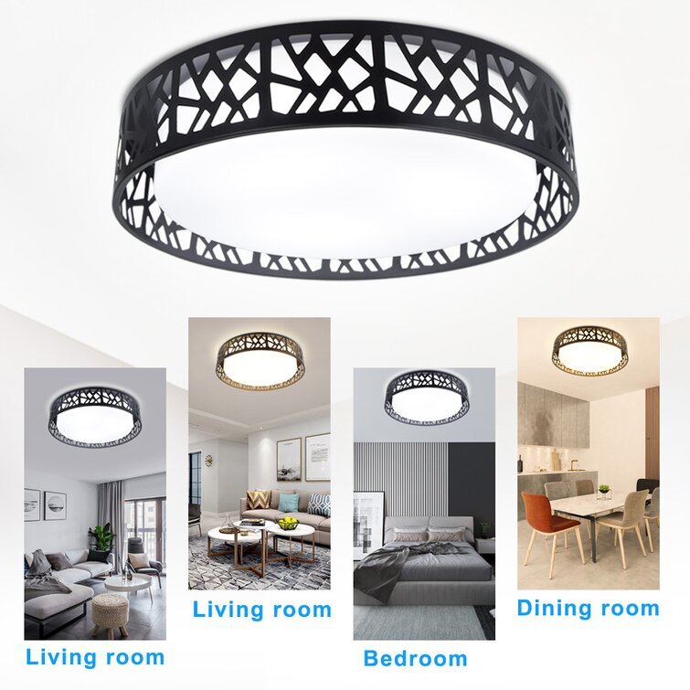 DLLT 35W Dimmable LED Ceiling Light with Remote and Round Large Design with Drawing, Flush Mount Fashion Black Ceiling Lamp for Bedroom Kitchen Dining Room Office Hall Children's Room, Timing, 3000K - 6000K, 3 Color Changeable - WSCL38-35C-B 9 | Depuley