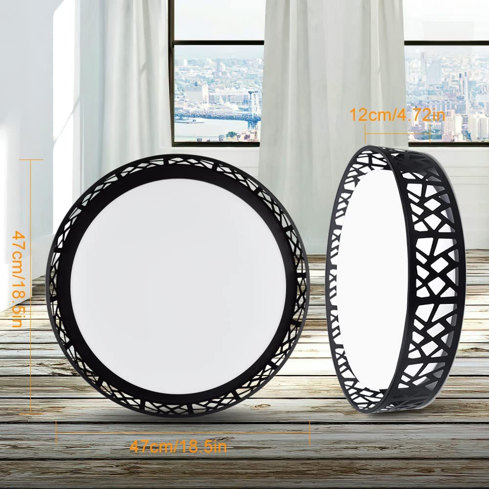 DLLT 35W Dimmable LED Ceiling Light with Remote and Round Large Design with Drawing, Flush Mount Fashion Black Ceiling Lamp for Bedroom Kitchen Dining Room Office Hall Children's Room, Timing, 3000K - 6000K, 3 Color Changeable - WSCL38-35C-B 4 | Depuley