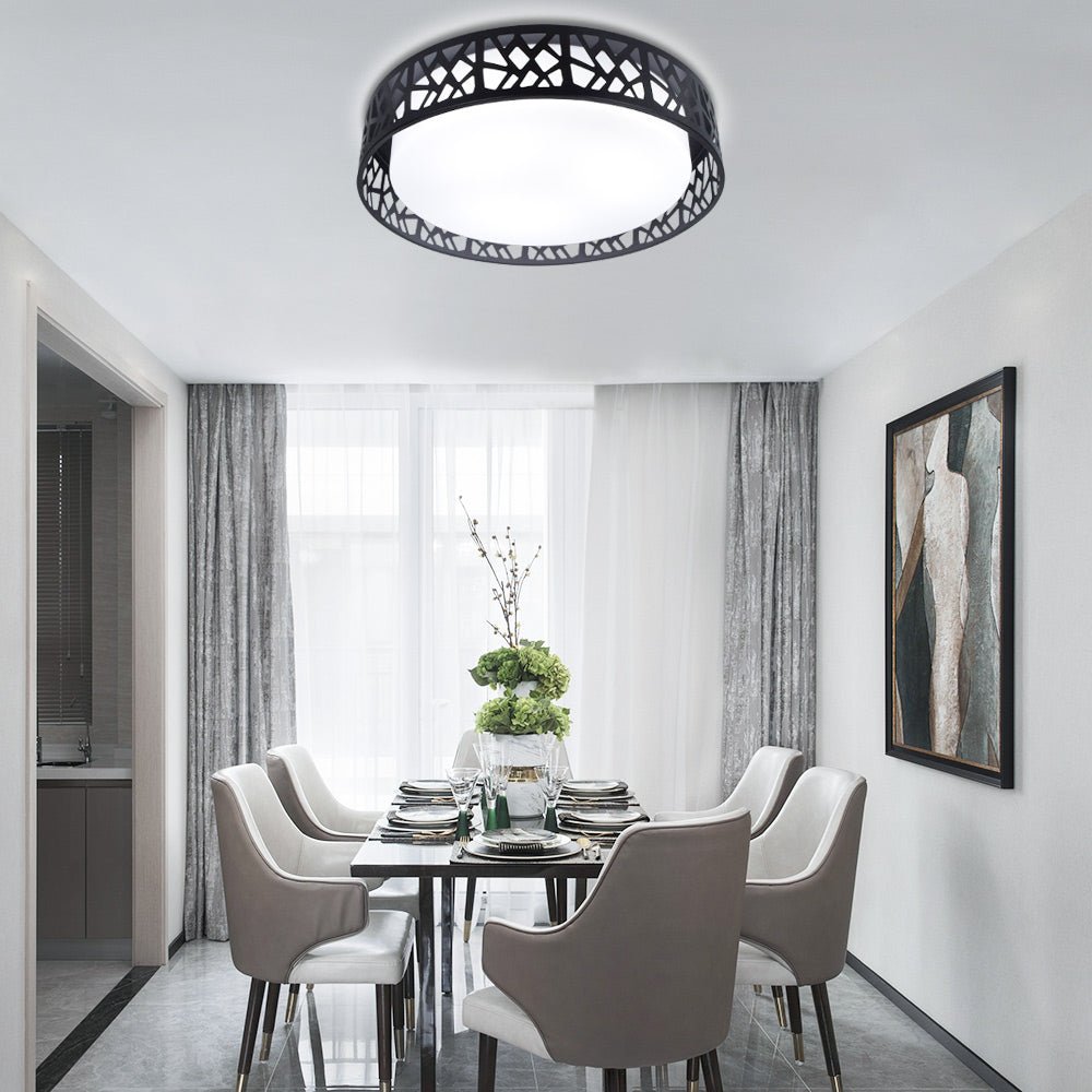 DLLT 35W Dimmable LED Ceiling Light with Remote and Round Large Design with Drawing, Flush Mount Fashion Black Ceiling Lamp for Bedroom Kitchen Dining Room Office Hall Children's Room, Timing, 3000K - 6000K, 3 Color Changeable - WSCL38-35C-B 13 | Depuley