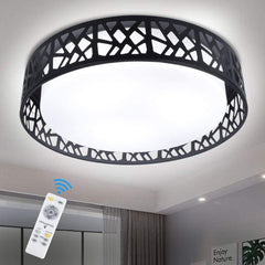 DLLT 35W Dimmable LED Ceiling Light with Remote and Round Large Design with Drawing, Flush Mount Fashion Black Ceiling Lamp for Bedroom Kitchen Dining Room Office Hall Children's Room, Timing, 3000K - 6000K, 3 Color Changeable - WSCL38-35C-B 1 | Depuley
