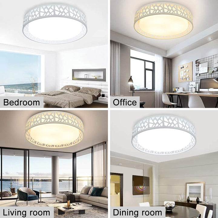 DLLT 35W LED Ceiling Light Dimmable Modern White Ceiling Light Living Room with Remote Control and Round Large Design with Drawing (3000 K - 6000 K) for Bedroom Kitchen Dining Room Office Hall Children's Room - WSCL38-35C-W 5 | Depuley